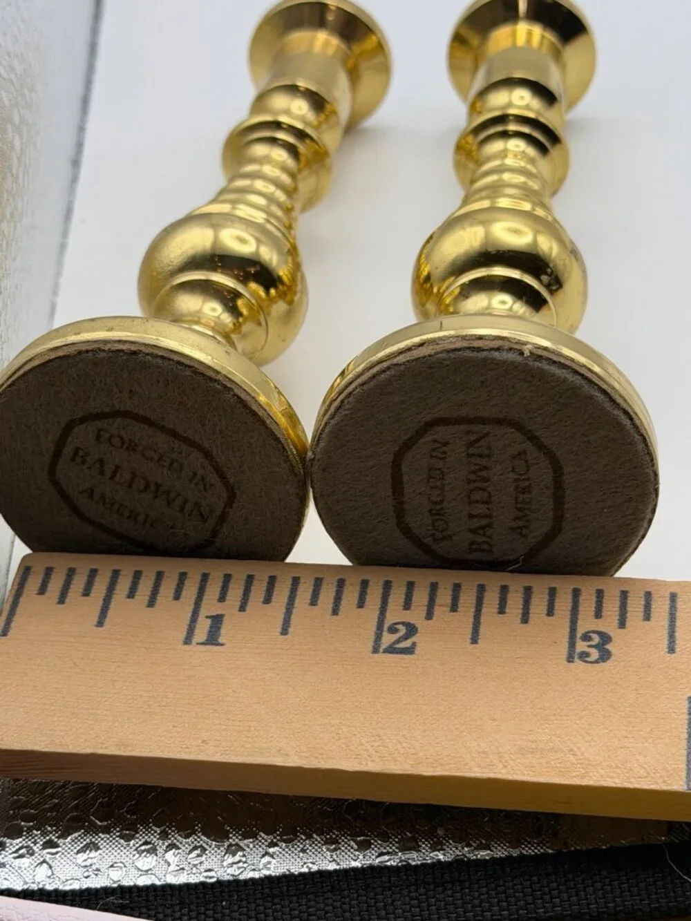 Vintage Baldwin Brass Beehive Candlestick Holder Pair Ornate tapered